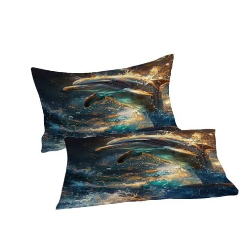 Linge de lit microfibre dauphin parure de lit double haut de gamme avec impression 3D - 7