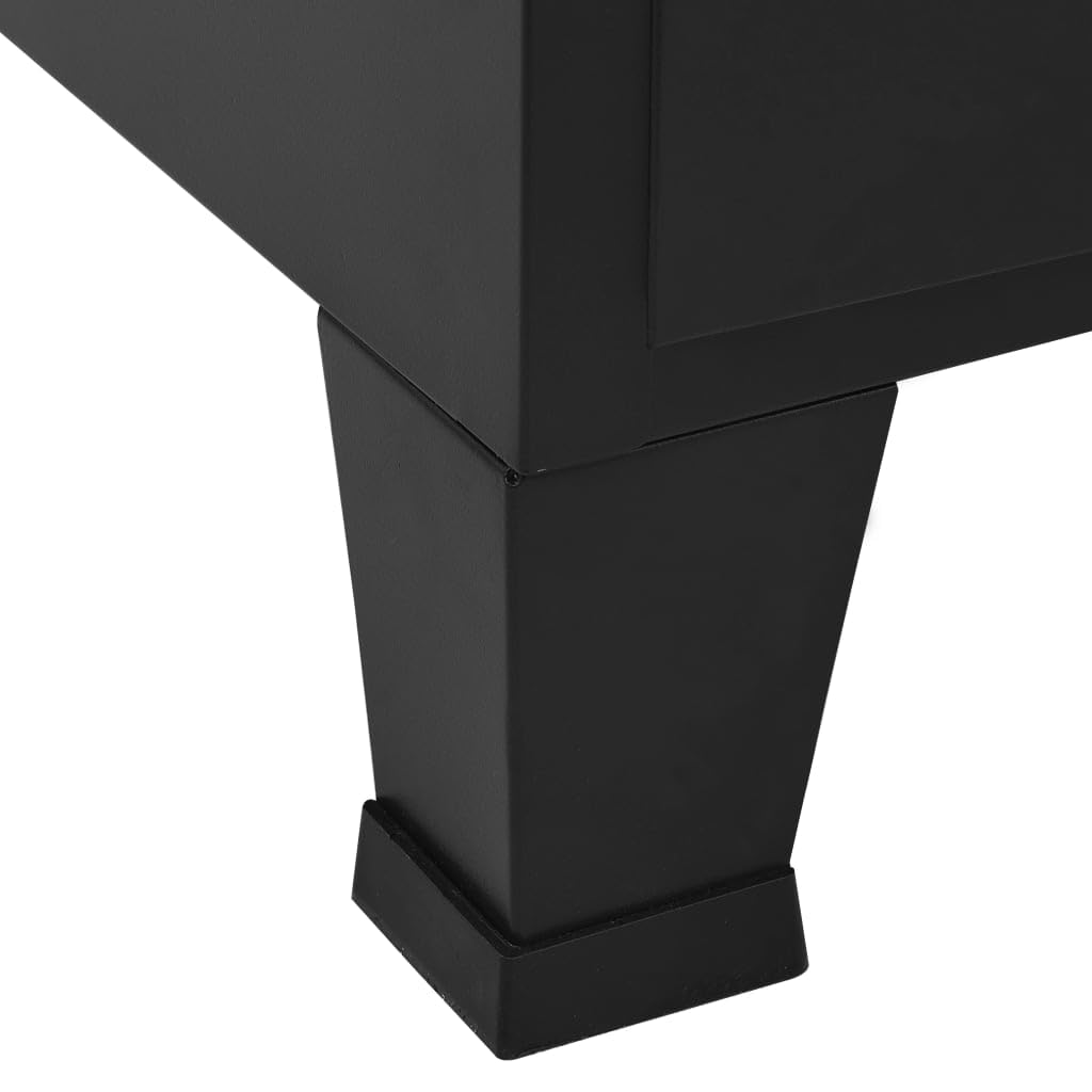 vidaXL Armario Oficina Indutrial Puertas Malla Mueble de Despacho Archivador Cajones Compartimentos Almacenamiento Organizador Acero Negro