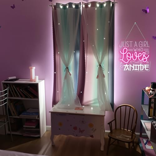 Image of Just a Girl Who Likes To Watch Anime Neon signs Anime Girl Neon Sign LED Light with Dimmer for Bedroom Office Hotel Pub Cafe Bar Home Art Recreation Room Man Cave Wall Decor Pink