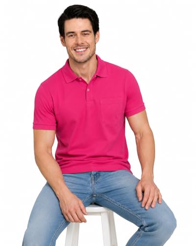 Image of INKKR Men's Polo Neck Half Sleeve Cotton Blend Regular Fit T-Shirt With Pocket