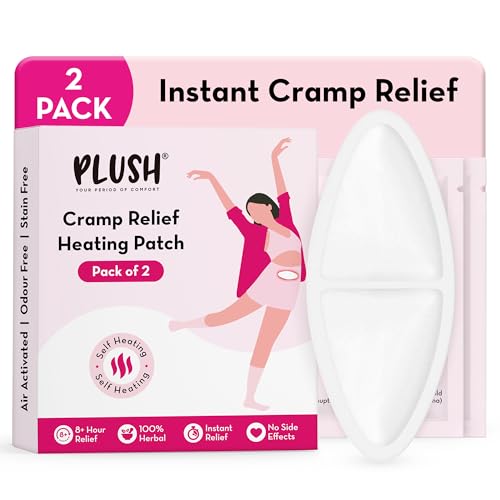 Image of Plush 8+ Hour Instant Cramp Relief Heating Patch (Pack of 2) | 100% Herbal & Safe | Air Activated | No Side Effects