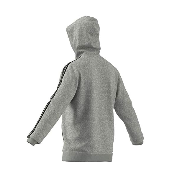 adidas,Essentials 3-Stripes Hoodie,Medium Grey Heather/Black,XLTG - Image 3