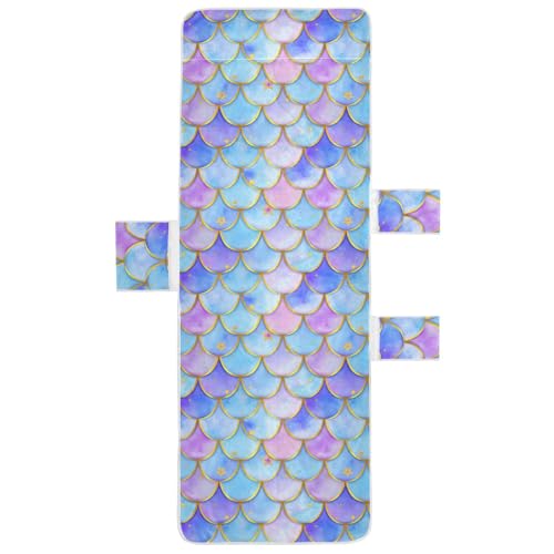 BOESI Graffiti Scales and Stars Beach Chair Towel, Outdoor Pool Chair Cover, with Pockets, Suitable for Outdoor Beach Garden Sunbathing, 85'' x 30''