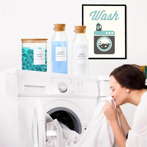 Glass Laundry Detergent Dispenser Set, Fabric Softener Dispenser, 3 Pack Laun...