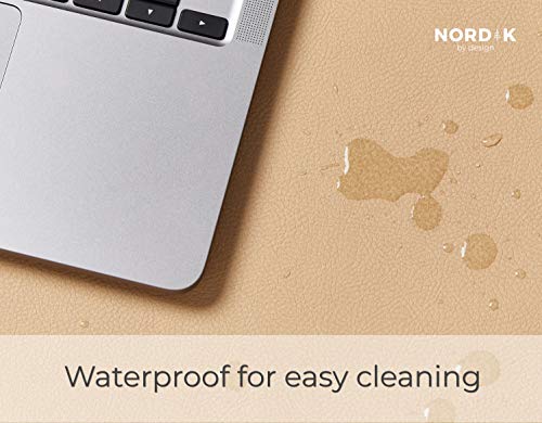 Image of Nordik Leather Desk Mat -Champagne Beige- Large Leather Desk Pad 35x17 in