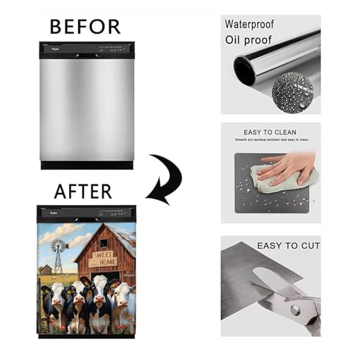 Image of BVBOX Dishwasher Magnet Cover 23 inchx26 inch, Reusable Magnetic Refrigerator Covers, Decorative Magnets Cover Fridge Door Skin Panel Stickers for Home Kitchen Appliance