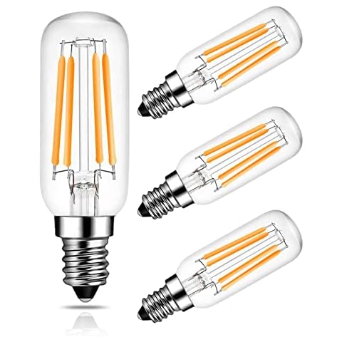 EKSAVE E14 4W LED Cooker Hood Bulb 40W Incandescent Replacement Warm White 2700K T25 Tubular Filament Bulb LED Appliance Lamp for Fridge Freezer Microwave Cooker Hood (4-Pack) Cover