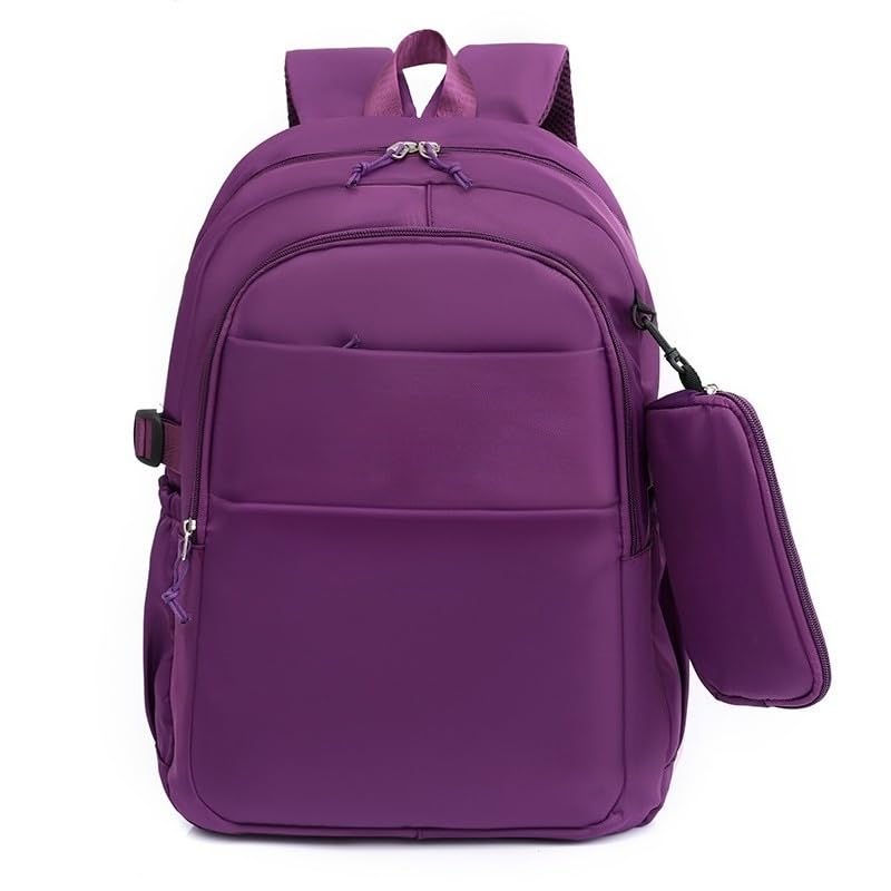 Mochila de Viagem de Grande Capacidade Unissex, Estilo Escolar Moderno, Mochila para Estudantes (075-Roxo Escuro)