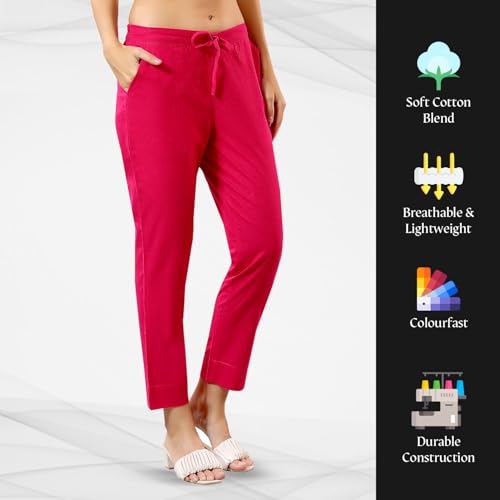 Image of TRASA Ultra Soft Cotton Regular and Plus 8 Colour Cotton Pants for Womens and Girls - Available Sizes : M,L,XL,2XL,3XL,4XL,5XL