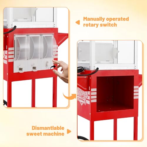 Image of 12oz popcorn machine,candy dispenser popcorn maker,suitable for family gatherings & parties.-Red