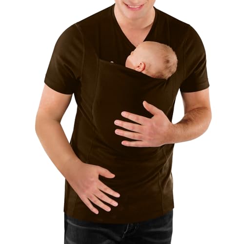 Image of Mens Dad Shirts Baby Carrier Shirt Short Sleeve Skin to Skin New Dad Gifts T-Shirt with Pocket