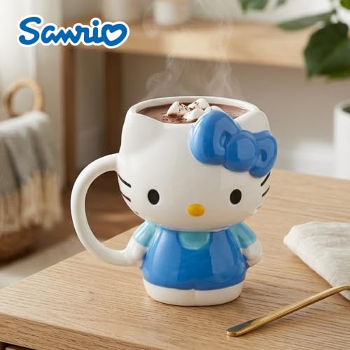 Image of Silver Buffalo Sanrio Hello Kitty Full Body Blue, 3D Sculpted Mug, 20oz | Dress Ceramic, 0.59 Liters