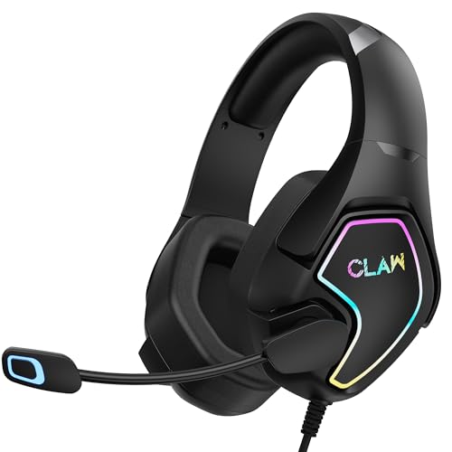 CLAW GH40 Wired RGB Gaming Headset with 50mm Drivers, Noise-Isolating Microphone, 3.5mm Audio Jack, 2m Braided Cable | Compatible with PC, PS4, PS5, Xbox, Laptops & Mobile Devices