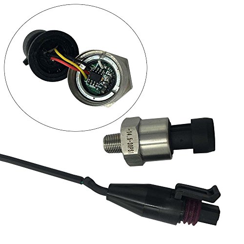 Vacuum Pressure Transducer Sender Sensor 14.5 to 30psi Stainless Steel Oil Fuel Air Water for Boost Vaccume Oil Gas Diesel USA Stock (Size 1)