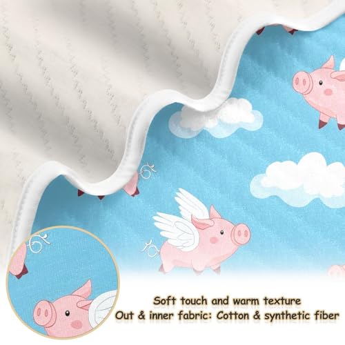 Image of vvfelixl Baby Swaddle Blanket for Boys Girls Flying Pink Pigs Baby Blanket for Newborn Nursery Blanket for Crib Stroller 30x40 in