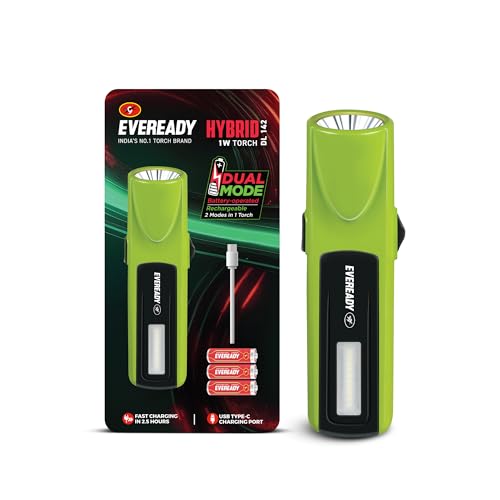 EVEREADY Hybrid DL142, Rechargeable Led 1W Torch + 1W Emergency Sidelight
