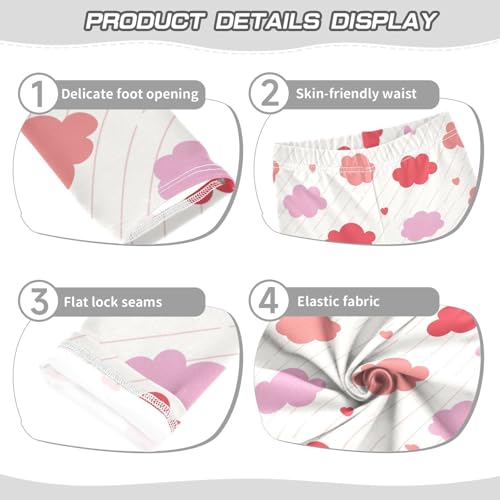 Clouds Lines and Hearts Girls Leggings,Workout Leggings for Girls Toddler Athletic Leggings Size for 3-10T3