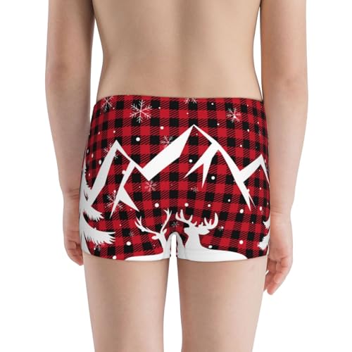 Boys' Cotton Boxer Brief Soft Underwear-Christmas Buffalo Plaid3