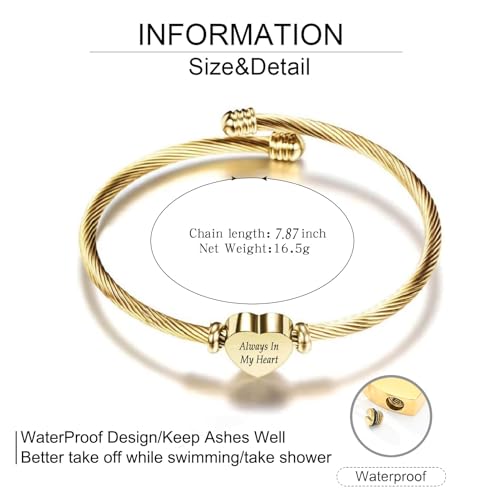 zeqingjw Heart Cremation Bracelet for Ashes Stainless Steel Urn Bangle Bracelet Memorial Keepsake Ash Jewelry for Women Men2