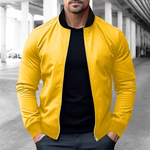 Men's Bomber Jacket Lightweight Casual Spring Fall Windbreaker Fashion Stylish Zip Up Stand Collar Coat With Pocket2