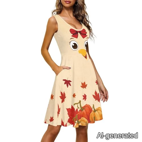 Image of Renewold Women's Sleeveless Tank Dress with Pockets, Casual Scoop Neck A-Line Sundress for Summer, Travel and Vacation