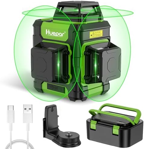 Huepar Laser Level 360 Self Leveling, Rechargeable Green Laser 3x...