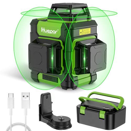 Laser Niveau Vert 3×360° Auto-nivelant – 3 Lignes 360°, Batterie 4000 mAh, 8h, ±3° Calibrage, Mode Impulsion, Base Magnétique – Précision Pro pour Chantier & Bricolage