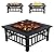Fire Pit 32in Square Metal Firepit Patio BBQ Fireplace with Charcoal Rack Mesh Cover Poker for Camping Bonfire Picnic Outdoor Heating