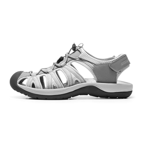 Image of DREAM PAIRS Men's 160912-M-NEW Adventurous Summer Outdoor Sandals, Grey /Black, 7