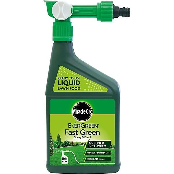 Miracle-Gro Evergreen Fast Green 1L Spray & Feed – Lawn Fertiliser with Iron – Easy Hose-End Sprayer for Greener, Healthier Lawns – Nitrogen Boost for Grass Care – Covers Up to 200m²