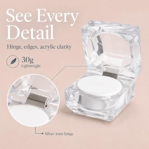Image of Crystal Acrylic Ring Box Pack of 6 | Transparent Jewelry Display Case | Elegant Ring Holder for Engagement Wedding Proposal and Gift Packaging | Premium Clear Ring Storage Box