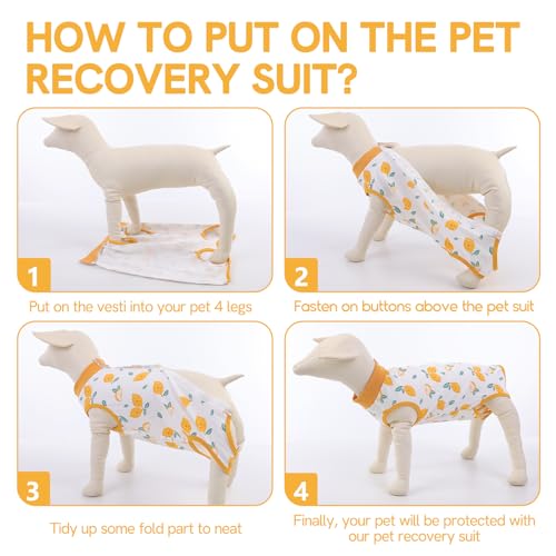 Image of SAWMONG Recovery Suit for Dogs After Surgery Professional, Dog Spay Surgical Suit for Female Dogs, Dog Onesie Bodysuit for Surgery Male Substitute E-Collar Cone, Lemon Yellow, X-Small