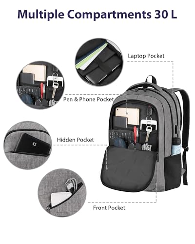 MATEIN Travel Laptop Backpack, 17 Inch Work TSA Approved Carry on Backpack, Large Computer Business Bag for Men Women with USB Port and Trolley Sleeve, College School Rucksack Book Bag の商品画像 7