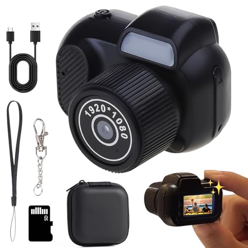 tarcegta Mini Keychain Camera, Zoomu Mini Camera Keychain, 1080p HD MINI Retro Cameras with Sd Card, Support OTG Upload to Phone or Computer, Eight Filters, 100 Mins Battery Life (16GB)