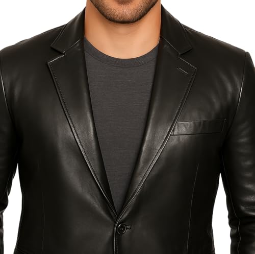 Men's Leather Blazer Coat - Lambskin Leather Blazer Men Casual Leather Sport Coats Jacket4