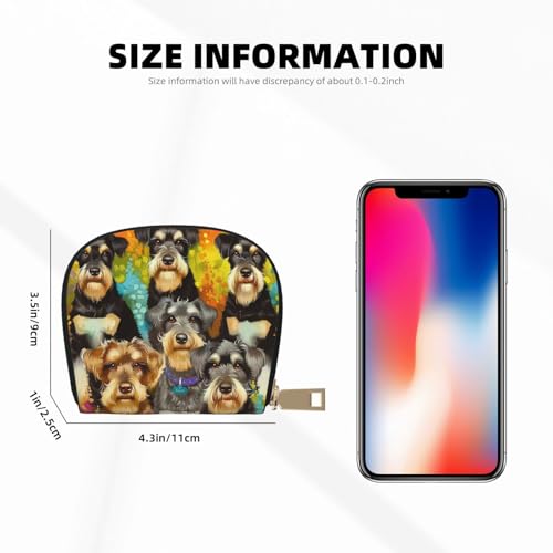 Oil Cute Schnauzer Dogs Printed Credit Card Wallet for Women Men Cute Zipper Card Cases Holder Mini Coin Purse with 12 Card Slots3