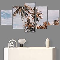 SIGNWIN 5 Panel Canvas Wall Art Palm Tree for Home Decorations Ready to Hang - 60