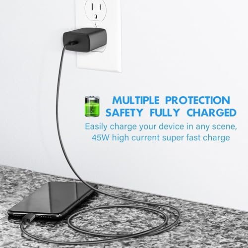 Image of USB C Charger Block for Samsung Phone 45W, USBC Super Fast Charging Plug Fit Galaxy S25 S24 Ultra S23 S22 S21 S20 Note20 / iPhone 17 Air 16e 16 15 14 13 Pro Max, Type C Wall Charger Power Adapter