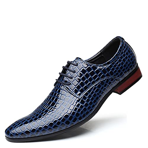 Single Season Oxford Shoes for Men Lace Up Derby Shoes Alligator Print PU Leather Non Slip Resistant Block Heel Classic Very Popular Among Young People3