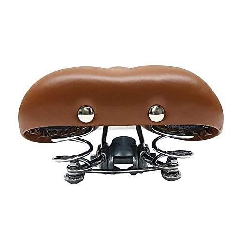 Sillin Bicicleta Asiento De Bicicleta Montaña Retro Viajero Urbano Sillín Ocio Japonés for Hombres Remache Plegable Doble Resorte Cojín Marrón