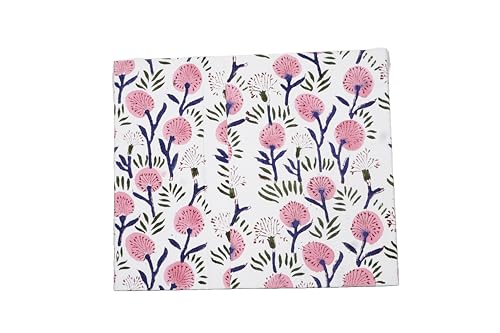 Image of 3.3 Gallon Cotton Hand Block Printed Paper Waste Basket |Small Decorative Trash Can for Housewarming Gifts in Living Room, Bedroom, Bathroom | Eco-Friendly, Plastic-Free (1, White Pink FLOWAR)