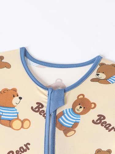 Image of Unisex Baby Bamboo Viscose Long Sleeve Romper, Cute Prints Zipper Footless Jumpsuit, Toddler One-Piece Outfits