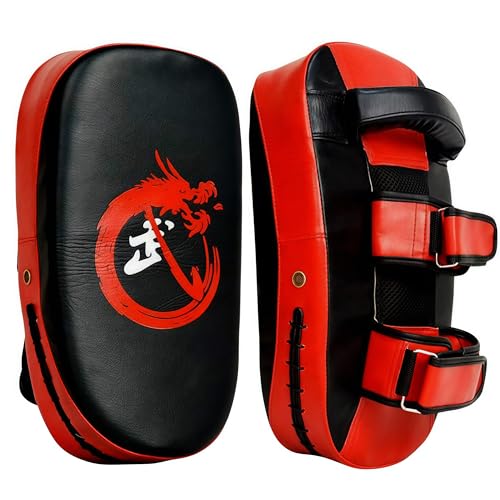Thai Pads Kicking Shield 15x8x4inch Solo Training Equipment Kick Muay Thai Pad Curved Kickboxing Strike Coaching Boxing MMA Martial Arts Karate