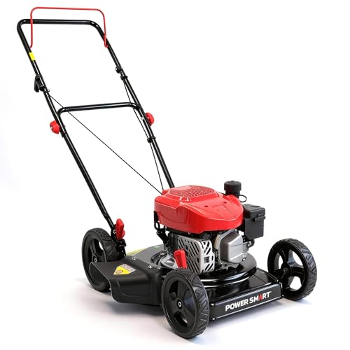 PowerSmart 18-Inch Gas Push Lawn Mower with 144cc 4-Cycle OHV Engine, 2-in-1 with Mulch and...