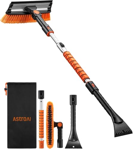 AstroAI 47.2' Ice Scrapers for Car Windshield, 3 in 1 Sturdy Snow Brush with Squeegee, 10 Adjustable...