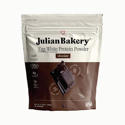 Julian Bakery Paleo Thin Protein Powder | Chocolate | Egg White | Soy Free | 22g Egg White Protein | 3 Net Carbs | 2.18 LBS | 30 Servings