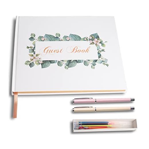 Bluearks Libro de Invitados de Boda, Libro de Invitados de Tapa Dura con Bordes Dorados para Bodas y Fiestas de Cumpleaños (9,1 x 7,1 in)