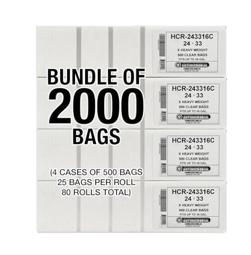 Image of Aluf Plastics 12-16 Gallon 16 Micron (eq) Clear Bags 24 inch x 33 inch 2000 Count