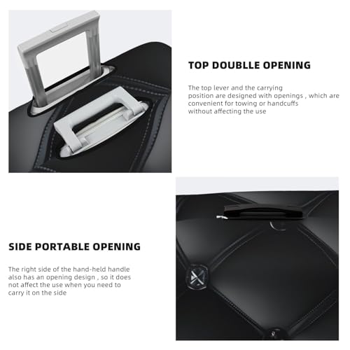 Black Fabric Texture Diamond Buttons Elastic Travel Luggage Covers Dustproof Scratch-Resistant Suitcase Protector Fit 22-24 Inch3