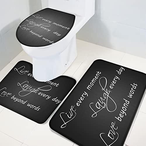 Big buy store Words Live Laugh Love Badezimmerteppich-Set mit 3 rutschfesten Konturen, U-förmigen WC-Deckelbezug und… – Bild 6